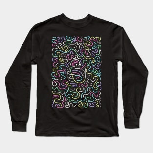 Retro psychedelic deconstructed skull apparel Long Sleeve T-Shirt